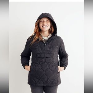 Madewell Size L Quilted Packable Popover Puffer Jacket in Olive Green